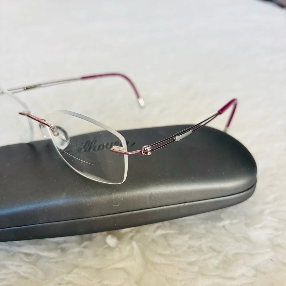 Silhouette Rimless Rose Gold/Burgundy 4299 40 6053 Eyeglasses Frame w/ Case